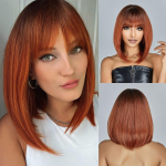 L&uuml;hikesed sirged s&uuml;nteetilised Bob parukad Punane pruun Ombre parukas tukkidega Cosplay Lolita Natural Hair Parukas Kuumakindlad naiste juuksed