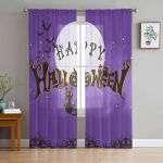 Halloweeni kummitus k&otilde;rvitsa nahkhiire lossi l&auml;bipaistvad kardinad koduakende kaunistused voile t&uuml;llkardinad elutuppa magamistoa k&ouml;&ouml;ki W135 x H115cm x1
