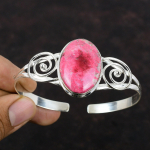 Thulite k&auml;ev&otilde;ru ehted v&auml;&auml;riskividest 925 h&otilde;bedast mansetiga k&auml;ev&otilde;ru reguleeritav k&auml;ev&otilde;ru k&auml;sitsi valmistatud uhiuus k&auml;ev&otilde;ru h&otilde;bedast ehted kingituseks