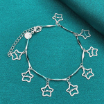 925 Sterling h&otilde;bedane LOVE Stars k&auml;ev&otilde;ru naistele pulmapeo moe v&otilde;lu ehted 20cm