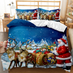 3D j&otilde;uluvana voodipesu Head uut aastat udusulgede tekikate 2/3 t&uuml;kki pol&uuml;ester Mugav &uuml;he-/kaheinimesevoodi Luksuslik kodutekstiilist j&otilde;ulukink Baby 100x135cm