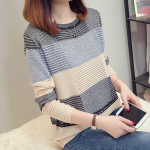 Kevadine ja s&uuml;gisene naiste kampsun Pullover V&auml;rv Blokeeriv avara triibuline pikkade varrukatega alumine s&auml;rk Kootud kampsun Skelett &otilde;hukese osaga kattega kampsun One Size must