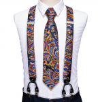 Fashion 6 Clip Meeste lipsuhoidjad 3,5 cm Reguleeritava laiusega elastne rihm Punased traksid Suspender Siidist lipsukomplekt BJ-2032,N-1657