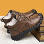 Talvise karusnahaga integreeritud soe sametpolsterdatud paksendatud nahast meeste poolsaapad platvormiga lumesaapad 42