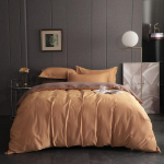 Light luxury and high-end cotton 100-count solid color single product brushed four-piece duvet cover 1.2m bed sheet 3pcs