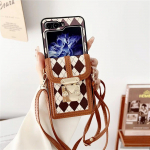 ZFlip5 Fashion Plaid nahast Crossbody &uuml;mbris Samsung Galaxy Z Flip5 Flip4 Flip3 magnetkaardiga rahakoti p&otilde;rutuskindel k&otilde;va tagakaas Samsung Z flip 5 must