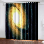 Starry Sky Scenery Print Dekoratiivsed kardinad, p&auml;ikesevari metallist aasaga kardinad magamistoa elutuppa W50xH130(CM)x2PCS&HOOK