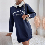 Naiste POLO kleit Gooti must kleit Polo v&otilde;lts kaheosaline pikk rev&auml;&auml;r kiri kampsun seelik pullover S must