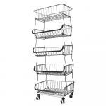 5-korruselised ratastel k&ouml;&ouml;gik&auml;rud Metall Suure mahutavusega Puu- ja k&ouml;&ouml;giviljade hoiukorv Sahvri abivahend 5-Tier must