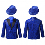 Laste poiste pikkade varrukatega rev, l&auml;ikivad litrid, smokingi &uuml;likonnaga jakk ja jakk tantsuetenduse banketipeoks 9-10 Years sinine