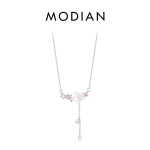 MODIAN Real 925 Sterling Silver Charm Shell Pearl Lilleripats Kaelakee Elegantne kaelakett naistele juubelipeened ehted h&otilde;be