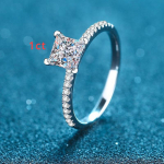 Princess Cut 1.0CT sertifitseeritud moissanite solitaire kihlas&otilde;rmus 925 sterling h&otilde;bedane luksuslik ehe abielut&otilde;otuse s&otilde;rmus 5.5