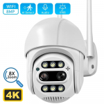 Uus 8MP 4K PTZ IP-kaamera 8x suumiga kahe objektiiviga inimese tuvastamise CCTV kaamera 4MP v&auml;litingimustes CCTV Wifi videovalve kaamera ICSEE APP EU Plug