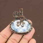 Natural Dendrite Opal Gemstone Handmade Copper Wire Wrap Pendant 2.29 a8y71