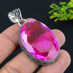 Natural Pink Rubillite Gemstone 925 Sterling Silver Gift Pendant 2.17 n1m76