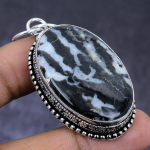 Natural Zebra Jasper Gemstone 925 Steling Silver Jewelry Pendant 2.25 u9p43