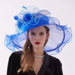Organza Kentucky Derby m&uuml;tsid naistele Laia &auml;&auml;rega rannam&uuml;ts Loor Lillesulg Pulmad Elegantne kirikupidu Fedora Naine Adjustable safiir