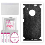 apgo Protective Skin Sticker for the back+sides compatible with Huawei Y9a, Full Wrap Film, Foil, Vinyl - Pattern Black Leather