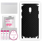 apgo Protective Skin Sticker for the back+sides compatible with OnePlus 6T, Full Wrap Film, Foil, Vinyl - Pattern Carbon Black