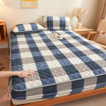 Luksuslik flanellist tepitud madratsikate Paks sametist tepitud voodipadi Kaitsekate Talvine voodikate Padjap&uuml;&uuml;r ei kuulu komplekti 90x200x30cm
