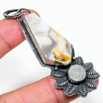 Natural Mud Crack Fossil,Moonstone Stone 925 Sterling Silver Pendant 3.03 d4s09