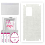 apgo Protective Skin Sticker for the back+sides compatible with Xiaomi 11T Pro, Full Wrap Film, Foil, Vinyl - Pattern White Fabric