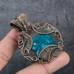Natural Amber Gemstone Handmade Copper Wire Wrap Gift Jewelry Pendant 2.60 y3r17
