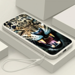 Samsung Galaxy A14 A24 A54 A34 S23FE iPhone 11 12 13 14 15 Pro Max Xs pehme sirge servaga telefoni&uuml;mbris koos kaelapaela kattega A51 tiigerleopardi muster for iPhone 5(5s)