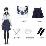 Cosplay kost&uuml;&uuml;m Anime Yuyutsu Kashin Amanai Riko JK kleidid vormiriietus Sailor tumesinine plisseeritud seelik+top+kikilips+peapael sokkide komplekt 3xl