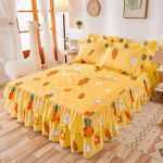 Paksendatud tepitud voodi seelik Padjap&uuml;&uuml;r lillemustriga libisemisvastane kulumiskindel voodikate Kodune voodipesu Madratsi kaitsekate 120x200cm bed skirt beige