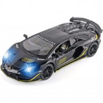 1/24 Sportauto Lambo SVJ 63 Metallist survevalatud autom&auml;nguasjad, eemaldatava katusega helivalgustuse ja tagasit&otilde;mbega mudelautod lastele vanuses 3 aastat ja vanematele 1/24-Size:21.5*9.8*5cm must