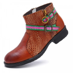 Ehtsast nahast Patchwork k&otilde;rged kontsad Retro reljeefsed k&auml;sitsi maalitud pumbad Mitmek&uuml;lgsed naiste kingad 40 khaki