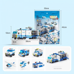 1000 tk 6in1 Linnapolitsei veoautod Ehitusplokid Politseinik Robot Auto Helikopter Modellklotsid M&auml;nguasjad lastele Blue and White police-100