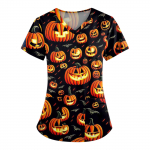 Naiste moeprindiga l&uuml;hikeste varrukatega V-kaelusmustriga topsid Taskuga t&ouml;&ouml; T-s&auml;rgid XXL