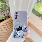 Cartoon Cat mustriga pehme silikoonist l&auml;bipaistev &uuml;mbris iPhone 11 12 13 14 15 Samsung A55 A54 A34 A15 S24 M35 Xiaomi Redmi Note 13 Pro p&otilde;rutuskindel kate Samsung Galaxy S20 FE