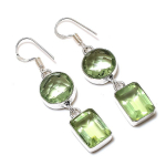 Green Amethyst Gemstone Handmade 925 Sterling Silver Jewelry Earring 2.05 t7z92
