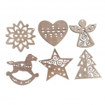 6 tk j&otilde;ulud lumehelbed puidust ripatsid j&otilde;ulupuu kaunistused kodus rippuvad One Size khaki