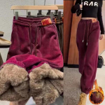 Naiste Talvised Pl&uuml;&uuml;sist Paks Sooja Voodriga P&uuml;ksid Laia S&auml;&auml;rega Vabaaja Spordip&uuml;ksid Sweatpants Joggers XXXXL punane