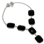 Natural Black Spinel Gemstone 925 Sterling Silver Jewelry Necklace 18 z8m55