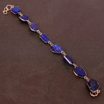 Sapphire Natural Gemstone Handmade Copper Jewelry Bracelet 7-8 e5p73