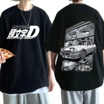 Anime Drift AE86 Initial D Kahepoolne meeste T-s&auml;rk O-kaelusega l&uuml;hikeste varrukatega suvine vabaaja Unisex R34 Skyline GTR JDM Manga T-s&auml;rgid 4XL