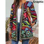 Naiste mood vintage etnilise stiiliga lilleprintimine suures suuruses lint, v&ouml;&ouml; jakid h&otilde;imumustriga kardiganiga &uuml;ler&otilde;ivad XXXXXL