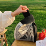 Luksusliku disainiga triibuline kootud v&auml;ike k&auml;ekott ja rahakott Mood Korea trendikas reisi&otilde;lakott Randmekott Suvine ostukott a khaki