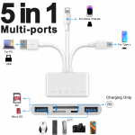 5 in 1 USB OTG Adapter SD TF m&auml;lukaardilugeja USB Type C Lightning 3 port kaamerale Multim&auml;lu iPhone Macbookile Samsung Huawei arvutitarvikud