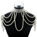 Florosy Long Bead Chain Chunky Simulated Pearl Kaelakee Kehaehted Naiste Kost&uuml;&uuml;m Choker Ripats Statement Kaelakee Uus 34cm valge