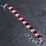 Mosambiigi Granaat V&auml;&auml;riskivi K&auml;sitsi valmistatud 925 Sterlingh&otilde;be K&auml;ev&otilde;ru 7-8 W3d38