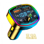 K&auml;ed-vabad Type-C kahe USB-ga autokiirlaadija, auto MP3-m&auml;ngija, FM-saatja, juhtmevaba Bluetooth 5.0 helivastuv&otilde;tja, autokomplekt 3.1 A must
