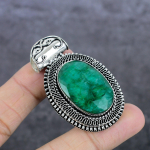 Natural Emerald Natural 925 Sterling Silver Jewelry Pendant 2.17 c8t36