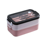 L&otilde;unakarp Bento Box &uuml;li&otilde;pilasb&uuml;roo t&ouml;&ouml;tajale Kahekihiline mikrolaineahjus soojendamine l&otilde;unas&ouml;&ouml;gikonteiner Toidu s&auml;ilitusn&otilde;u roosa