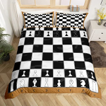 Rahvusvaheline maline tekikate komplekt Must Valge Ruuduline Malelaua Muster Tekikate V&otilde;istlusm&auml;ng lastele teismelistele Voodipesu komplekt 140x210cm 2pcs